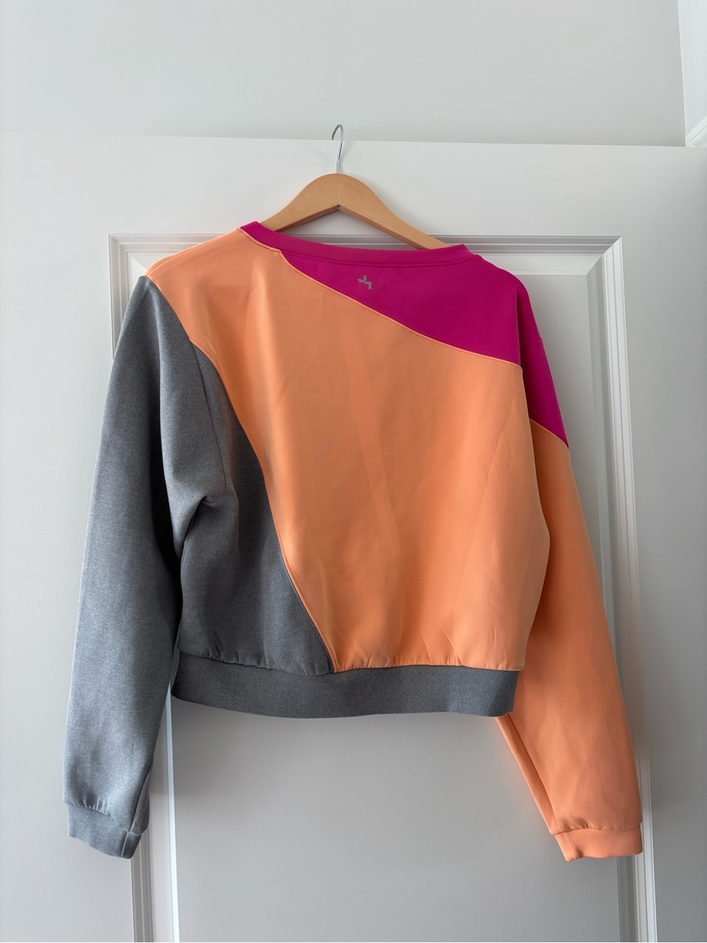 JoyLab Colorblock Crewneck Sweatshirt - Peach, Fuchsia & Gray - Picture 2 of 3